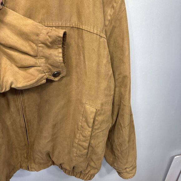 Weatherproof Tan Contrast Collar Micro Suede Barn Jacket XXL Chore Coat Work Zip - Picture 4 of 11